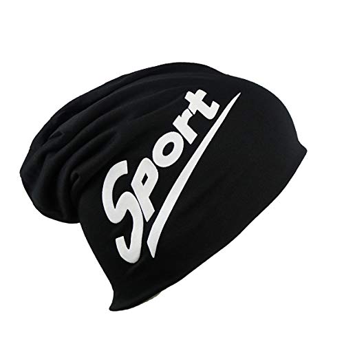 iSWEVEN Cotton Slouchy Beanie and Skull Cap for Summer, Winter, Autumn & Spring Season, Can be Used as a Helmet Cap Too - Free Size (7063A, Black) - Image 1