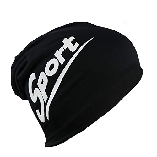 iSWEVEN Cotton Slouchy Beanie and Skull Cap for Summer, Winter, Autumn & Spring Season, Can be Used as a Helmet Cap Too - Free Size (7063A, Black) - Image 2