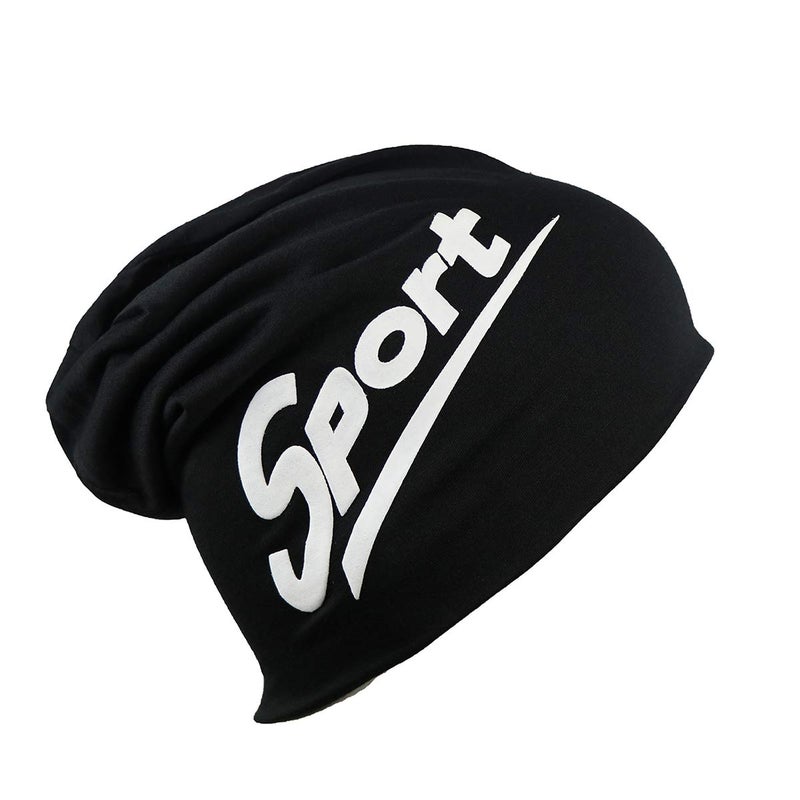 iSWEVEN Cotton Slouchy Beanie and Skull Cap for Summer, Winter, Autumn & Spring Season, Can be Used as a Helmet Cap Too - Free Size (7063A, Black) - Image 5