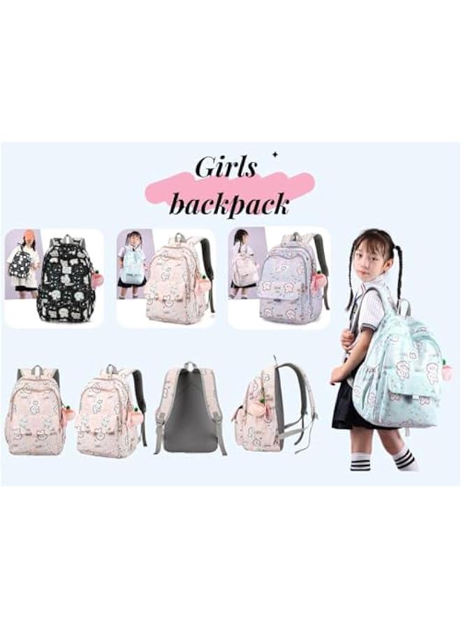 Girls Backpack for School Colorful Bunny Bookbag Kids School Book Bag for Girls - Image 2