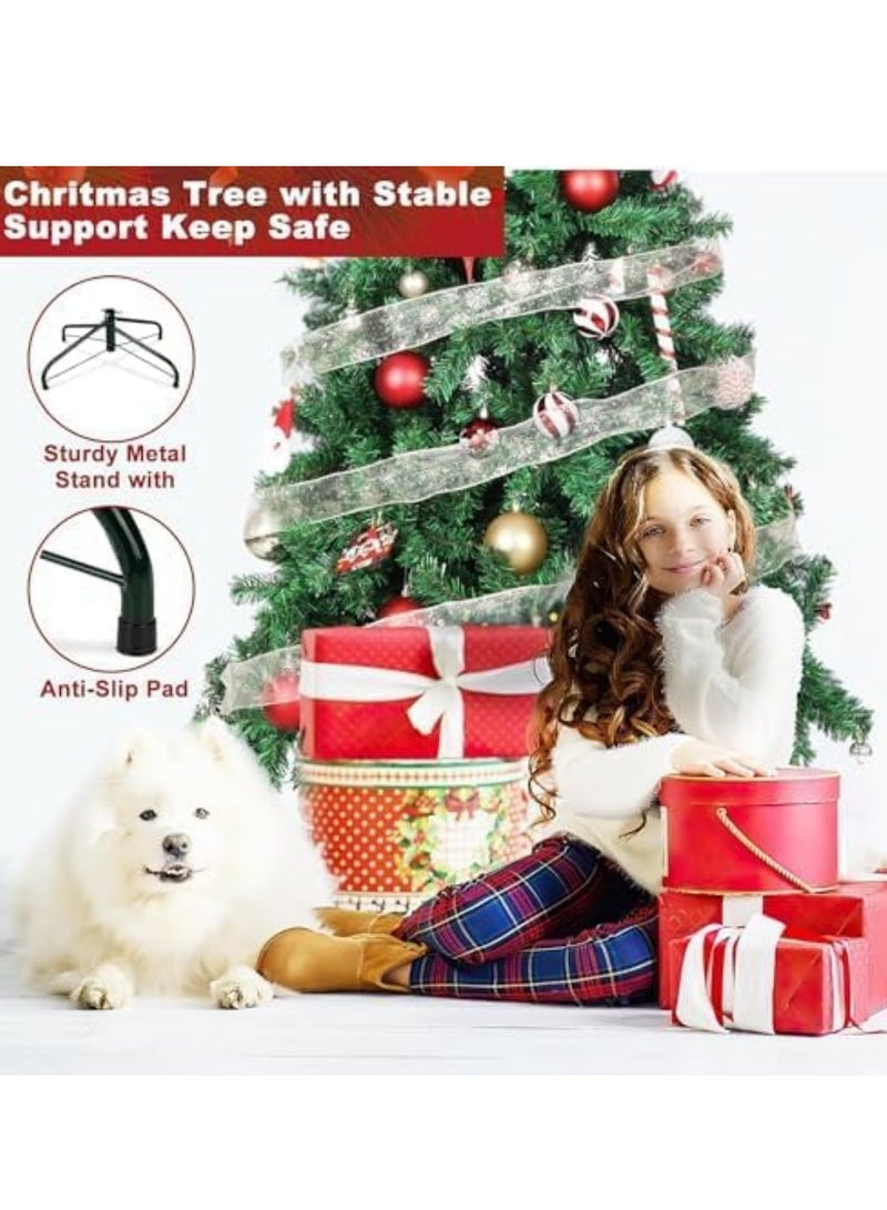 Y&D （2.1M）Christmas Tree 7ft Real Pine Needles Artificial Christmas Trees with 1400 Full Branches Tips Xmas Tree for Home and Office,Easy Assembly Metal Stand - Image 4