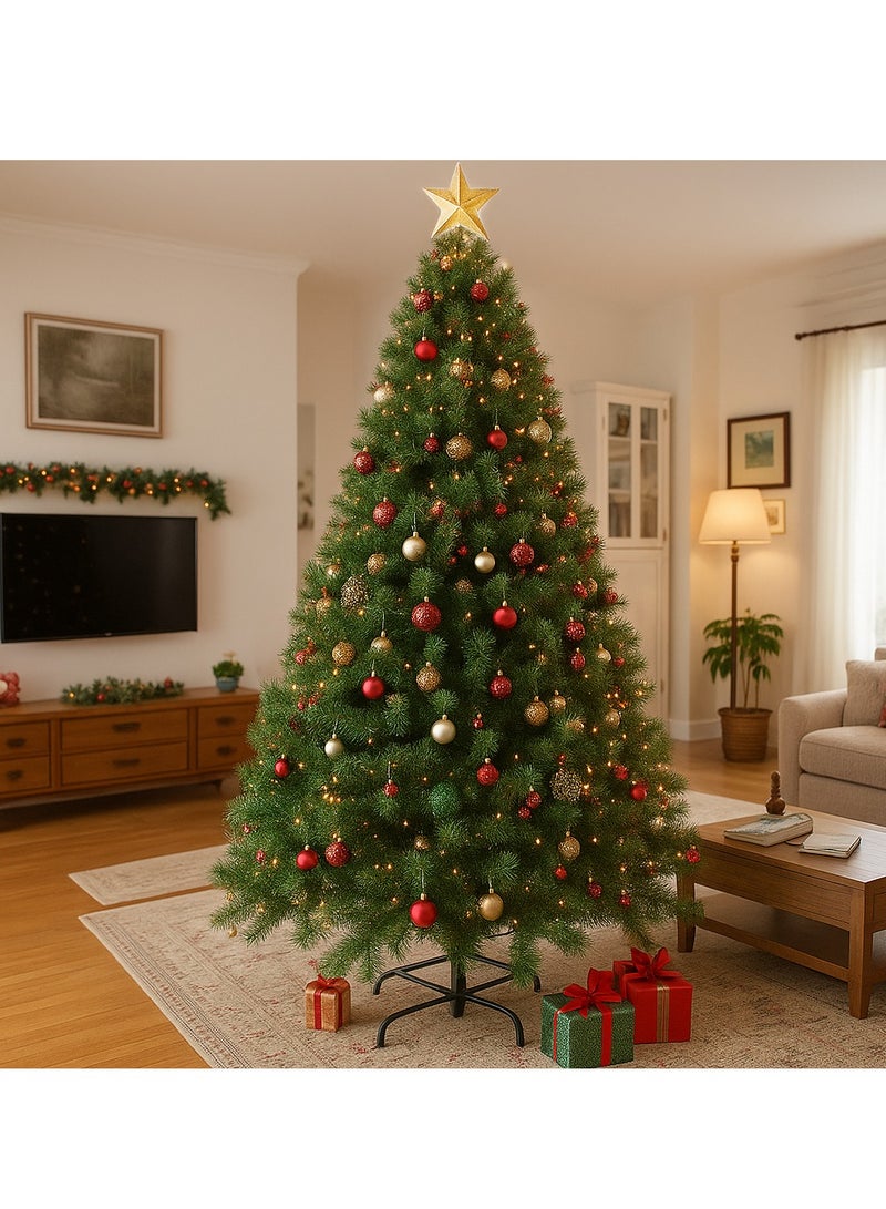 Y&D （2.1M）Christmas Tree 7ft Real Pine Needles Artificial Christmas Trees with 1400 Full Branches Tips Xmas Tree for Home and Office,Easy Assembly Metal Stand - Image 1