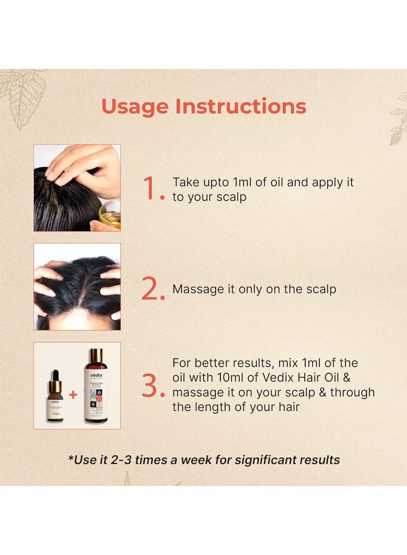 Vedix Customised Ayurvedic Hair Oil | Saha Bhringraj Booster Oil | For Hair Growth And Thick Hair | With Bhringraj And Sesame - 10ml - Image 3