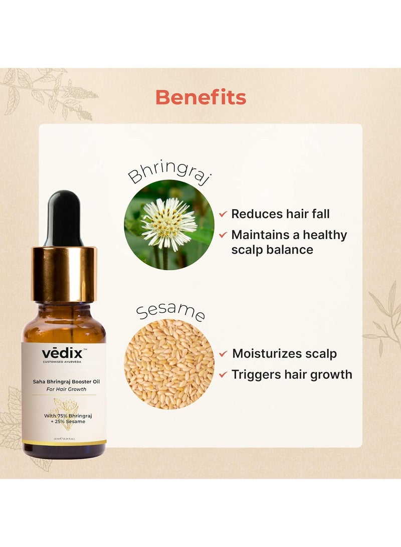 Vedix Customised Ayurvedic Hair Oil | Saha Bhringraj Booster Oil | For Hair Growth And Thick Hair | With Bhringraj And Sesame - 10ml - Image 2