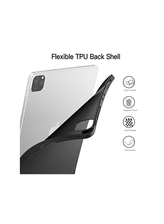 Jetech Case for iPad Pro 11 Inch (2022/2021/2020 Model) with Pencil Holder, Support 2nd Pencil Charging, Slim Tablet Cover with Soft TPU Back, Auto Wake/Sleep (Black) - Image 3