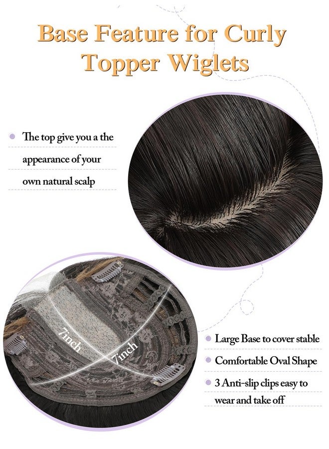 PANEWAY Hair Toppers For Women 20inch Long Wavy Curly Hair Topper Darkest Brown Clip In Synthetic Wiglets Hair Pieces For Women - Image 3