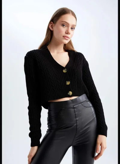 DeFacto V-Neck Long Sleeve Buttoned Cardigan