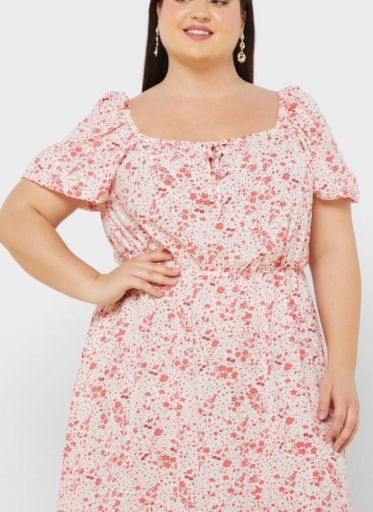 Ginger Plus - Square Neck Puff Sleeve Dress - Image 1