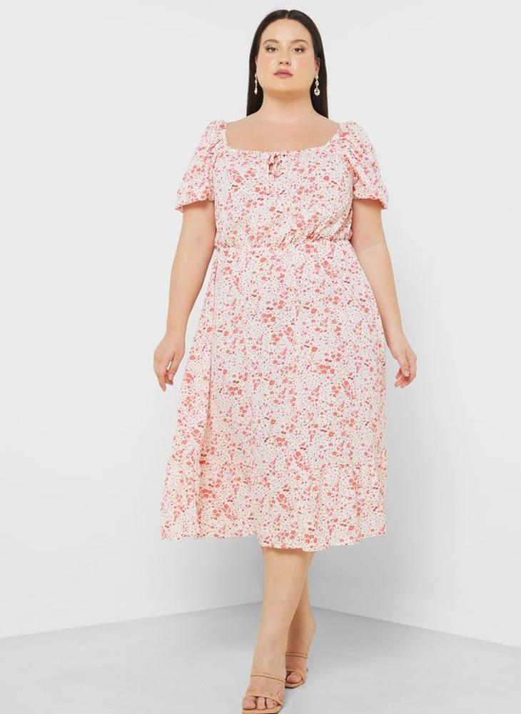 Ginger Plus - Square Neck Puff Sleeve Dress - Image 1