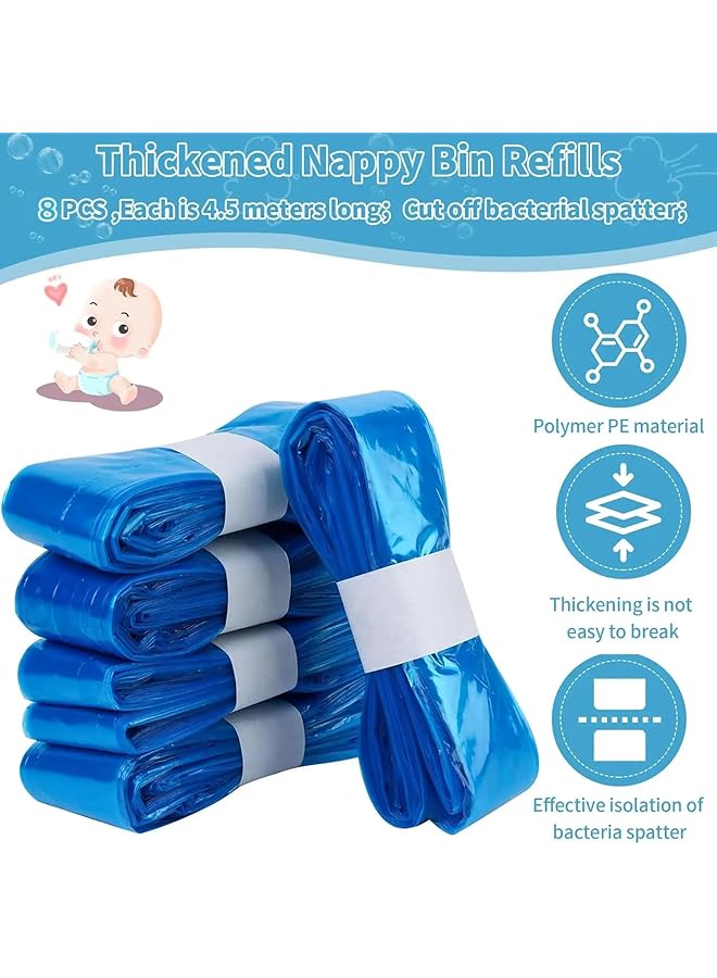 erorex Eco Friendly Nappy Bin Refill Bags 8 Pack Nappy Bin Refills Smellproof Refill Foil Diaper Bucket - Image 2