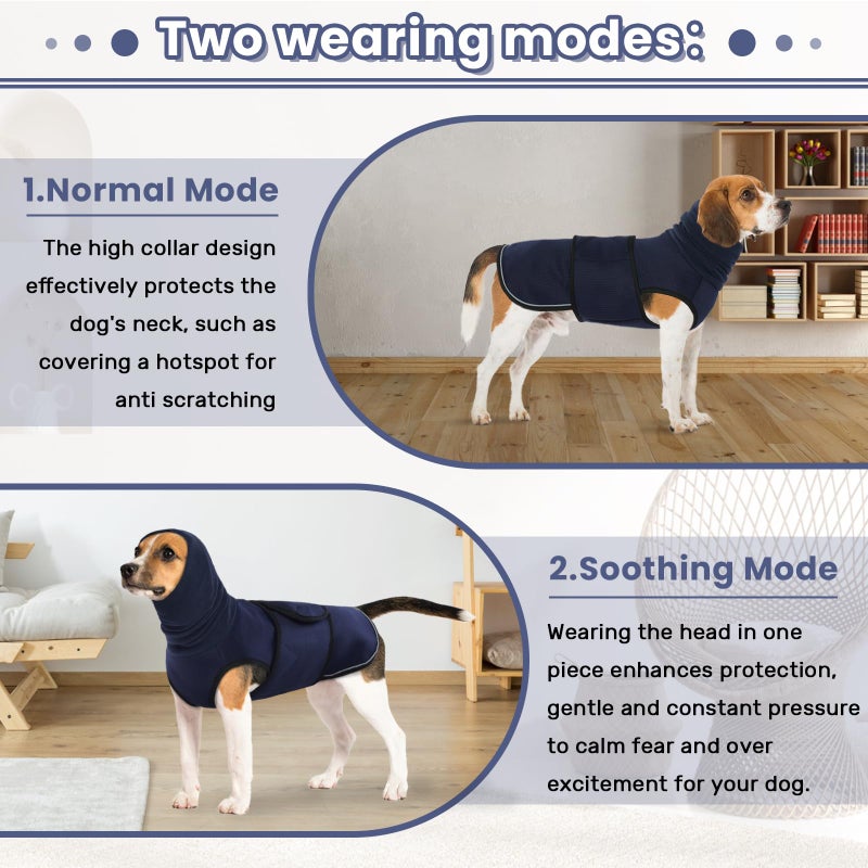 IDOMIK Dog Anxiety Calming Hoodie, Breathable Dog Jacket Vest for Thunderstorms, Fireworks, Vet Visits, Separation, Noise Block & Ear Protection Recovery, Blue, S - Image 4