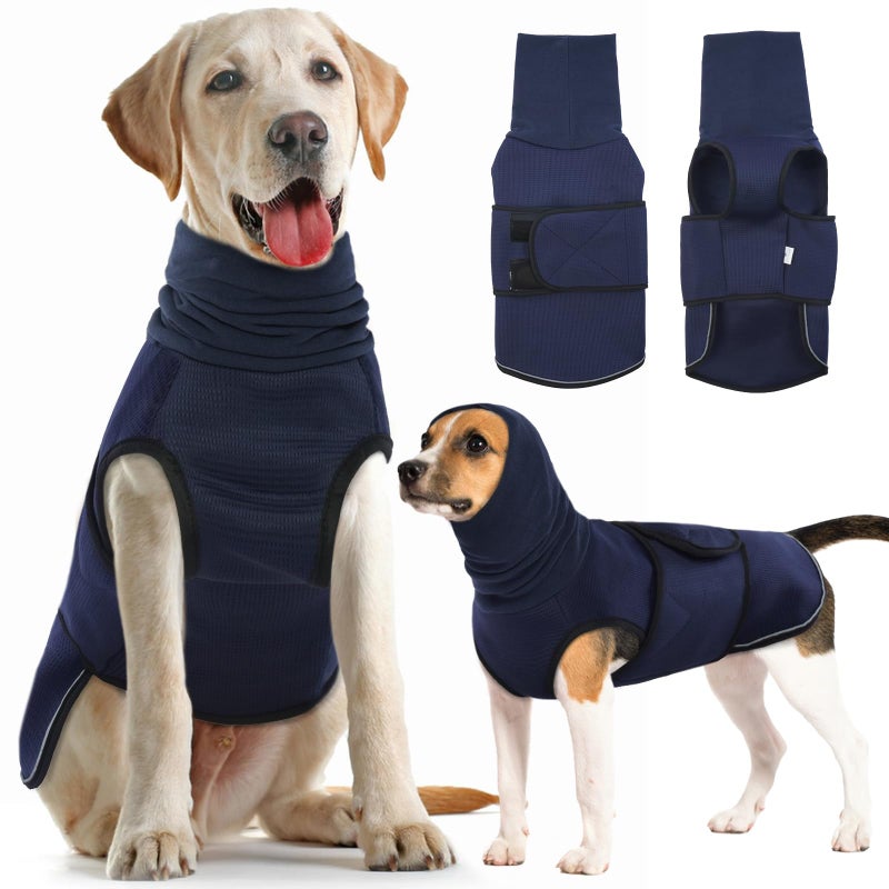 IDOMIK Dog Anxiety Calming Hoodie, Breathable Dog Jacket Vest for Thunderstorms, Fireworks, Vet Visits, Separation, Noise Block & Ear Protection Recovery, Blue, S - Image 1