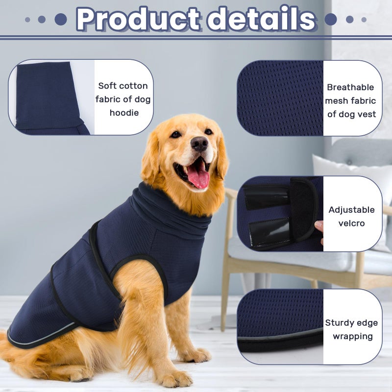IDOMIK Dog Anxiety Calming Hoodie, Breathable Dog Jacket Vest for Thunderstorms, Fireworks, Vet Visits, Separation, Noise Block & Ear Protection Recovery, Blue, S - Image 3