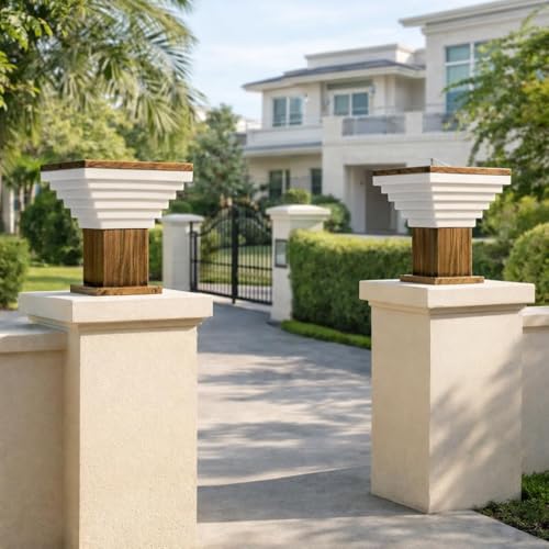 GAUVIK Modern Golden Antique Finish Outdoor Gate Pillar Light – Waterproof Garden Entrance Lamp for Home Entrance, Garden, Villa Entrance, Hotel & Restaurant Outdoor Area (Pack of 2) (Without Bulb) - Image 1