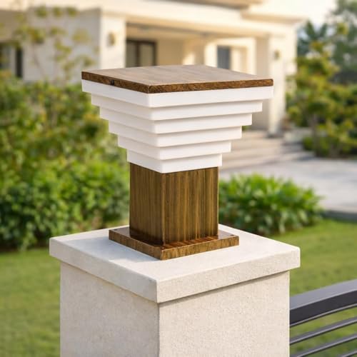 GAUVIK Modern Golden Antique Finish Outdoor Gate Pillar Light – Waterproof Garden Entrance Lamp for Home Entrance, Garden, Villa Entrance, Hotel & Restaurant Outdoor Area (Pack of 2) (Without Bulb) - Image 3