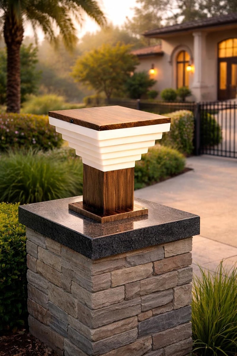 GAUVIK Modern Golden Antique Finish Outdoor Gate Pillar Light – Waterproof Garden Entrance Lamp for Home Entrance, Garden, Villa Entrance, Hotel & Restaurant Outdoor Area (Pack of 2) (Without Bulb) - Image 2