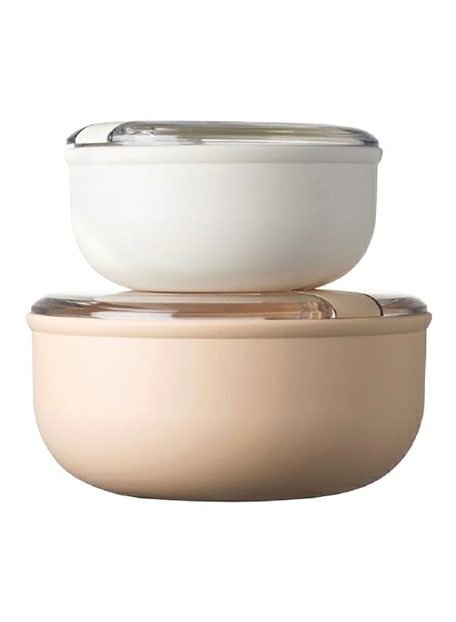 OMADA 2-Piece Durable Plastic Lunch Box Set Beige and White 1.75 L M6782CA2 - Image 1