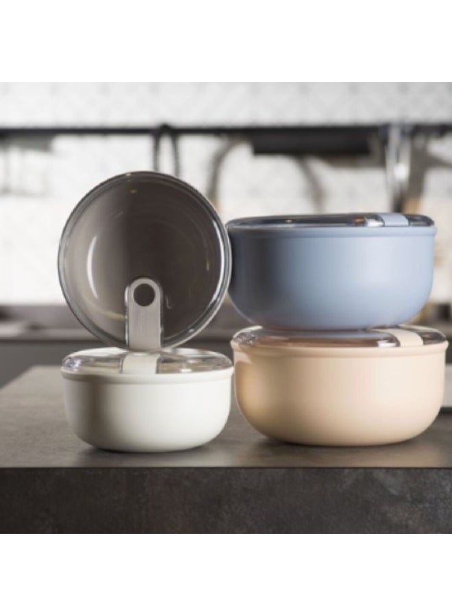 OMADA 2-Piece Durable Plastic Lunch Box Set Beige and White 1.75 L M6782CA2 - Image 3