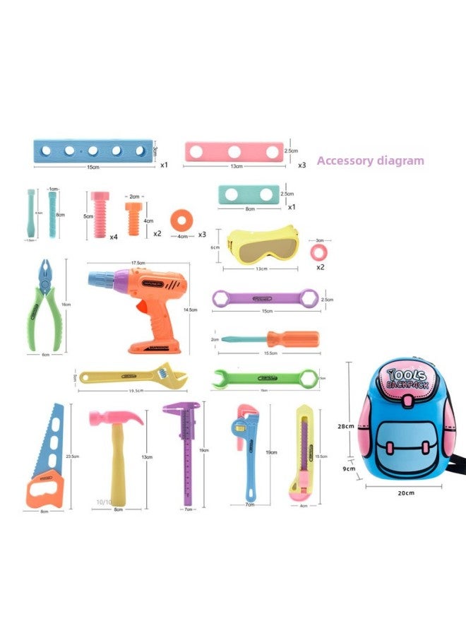 Girl's Hands-on Disassembly Toy Screw Building Blocks Assembly Combination Screwdriver Tool Box Drill Simulation Disassembly Cross-border-Color:Pink Kit With Backpack  - Image 1