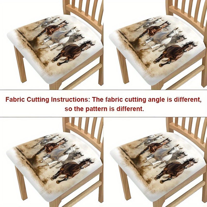 2 Pcs Galloping Horse Printed Cushion Covers Comfortable Seat Covers Suitable For Home Kitchen Dining Room And Living Room Chairs Usable In All Seasons - Image 5