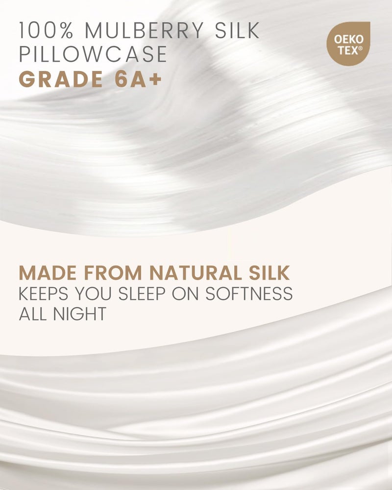 THXSILK 100% Mulberry Silk Pillowcase for Hair and Skin, Grade 6A+ Mulberry Silk Pillow Case with Hidden Zipper, Ultra-Soft Smooth Silk White Pillowcase(1pc, California King Size 20"x40") - Image 2