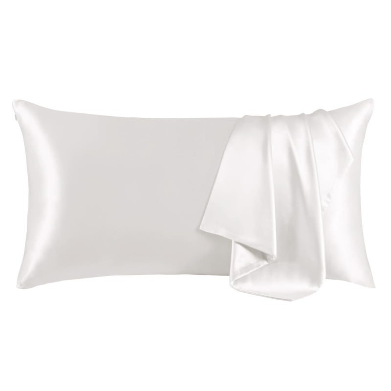THXSILK 100% Mulberry Silk Pillowcase for Hair and Skin, Grade 6A+ Mulberry Silk Pillow Case with Hidden Zipper, Ultra-Soft Smooth Silk White Pillowcase(1pc, California King Size 20"x40") - Image 1