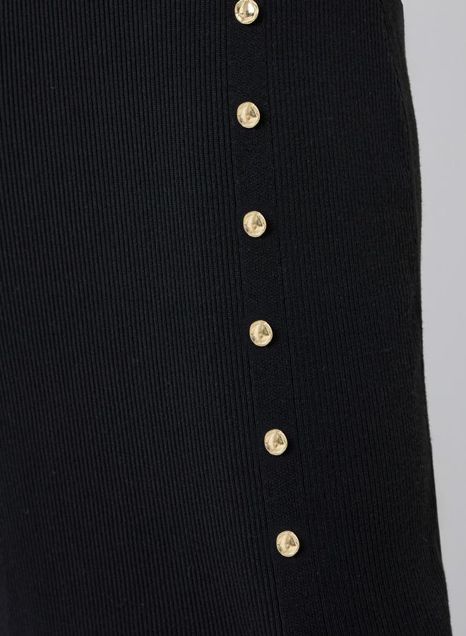 Styli Black Side Slit Long Sleeves Sweater Maxi Dress - Image 4