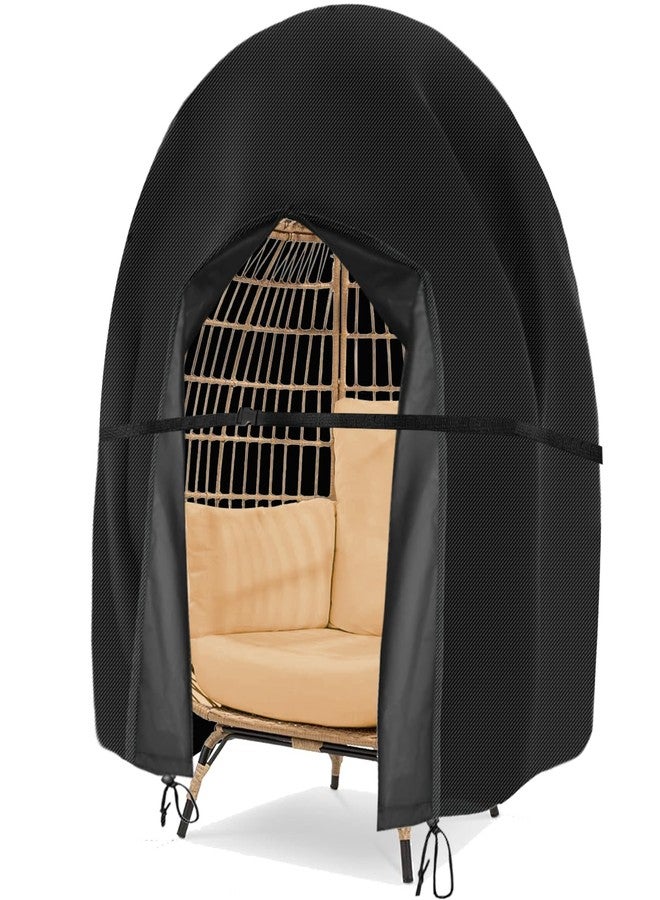 Aurragiy Patio Hanging Egg Chair Cover 420D Outdoor Double Wicker Egg Swing Covers Waterproof Patio Swing Loveseat Dust Protector 91x80 inches Black - Image 1