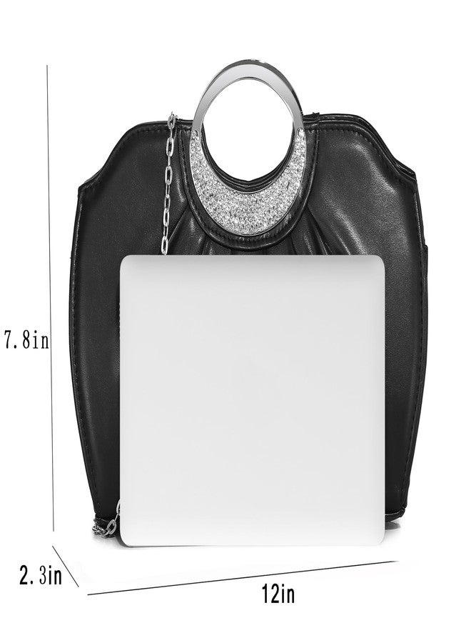 MUDUO Fashion Clutch Purses Elegant Pleated for Women Formal/Casual, Fashion PU Leather Purse for Prom, Cocktail and Wedding (Black-2) - Image 5