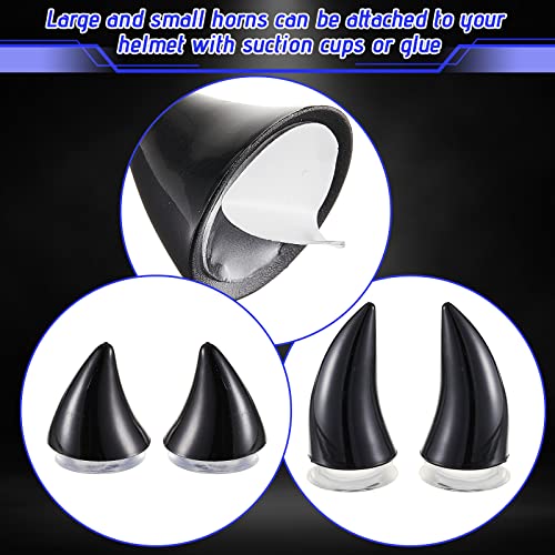 Chunyin 6 Pcs Helmet Cat Ears Large Plastic Devil Horns Ski Helmet Ears Small Stick on Devil Horns with Viscose Suction Cup for Women Men Bike Ski Motorcycle Snowboard (Black) - Image 3