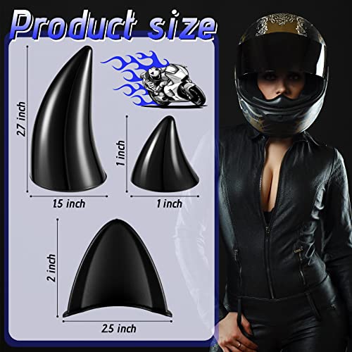 Chunyin 6 Pcs Helmet Cat Ears Large Plastic Devil Horns Ski Helmet Ears Small Stick on Devil Horns with Viscose Suction Cup for Women Men Bike Ski Motorcycle Snowboard (Black) - Image 2