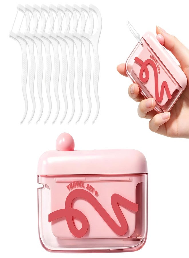 BADAO Floss Pick Holder,Portable Dental Floss Picks Travel Case with 10 Floss Picks,Automatic Pop-up Travel Floss Dispenser,Refillable Floss Container Organizer for Home,Restaurant,Travelling Hotels Dinners - Image 1