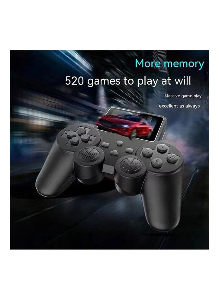 PlayingStation 520-in-1 Retro Games Handheld - Controller Console with Loads of Classic Arcade Games - Gamepad Console with AV TV Out (Black Double Player)