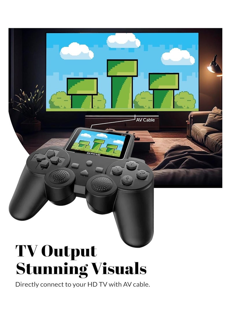 PlayingStation 520-in-1 Retro Games Handheld - Controller Console with Loads of Classic Arcade Games - Gamepad Console with AV TV Out (Black Double Player)