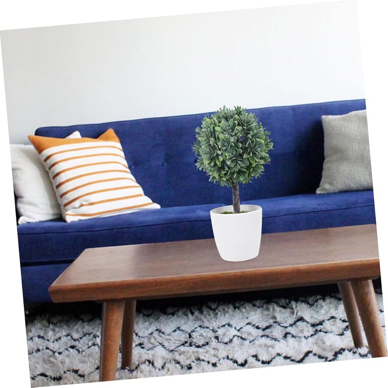 Realistic Simulation Bonsai Faux Plant Decor Small Powdered Ball Shape Faux Potted Plant for Desk Office Home Decoration Vivid Leaves No Watering Needed - Image 2