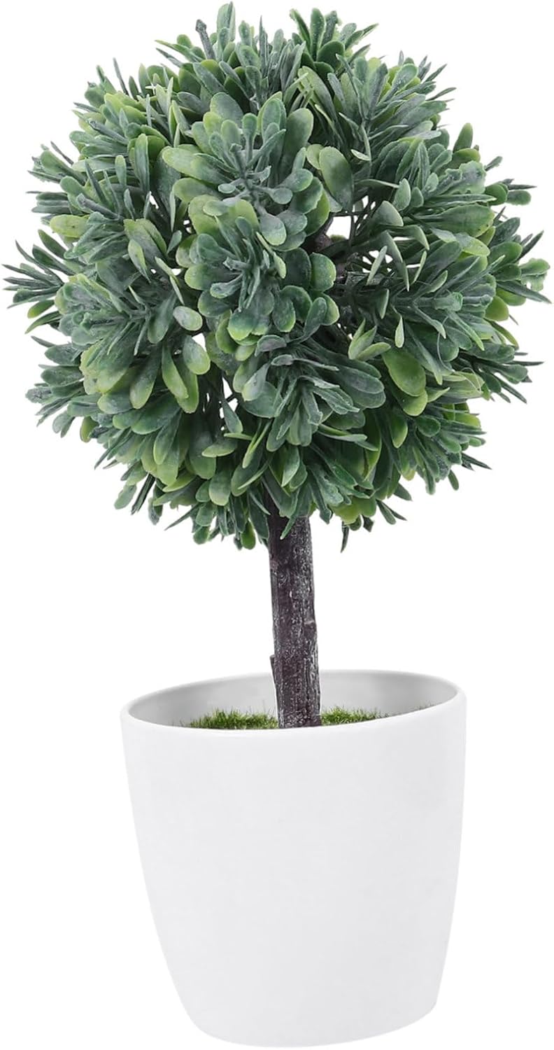 Realistic Simulation Bonsai Faux Plant Decor Small Powdered Ball Shape Faux Potted Plant for Desk Office Home Decoration Vivid Leaves No Watering Needed - Image 1