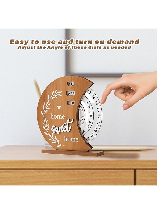 Home Sweet Home Moon Design Perpetual Calendar, New Home Gifts, Unique Desk Calendar for Office & Home Decor, Rotating Desktop Calendar for Daily Use, Perfect Gift for Home & Office - Image 4