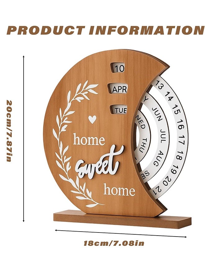 Home Sweet Home Moon Design Perpetual Calendar, New Home Gifts, Unique Desk Calendar for Office & Home Decor, Rotating Desktop Calendar for Daily Use, Perfect Gift for Home & Office - Image 3