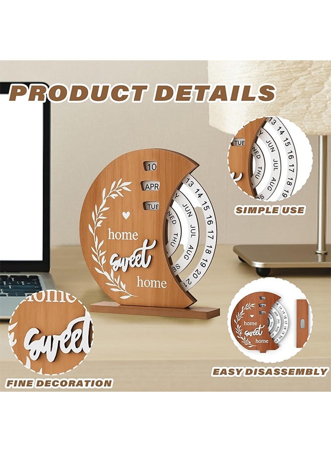 Home Sweet Home Moon Design Perpetual Calendar, New Home Gifts, Unique Desk Calendar for Office & Home Decor, Rotating Desktop Calendar for Daily Use, Perfect Gift for Home & Office - Image 2