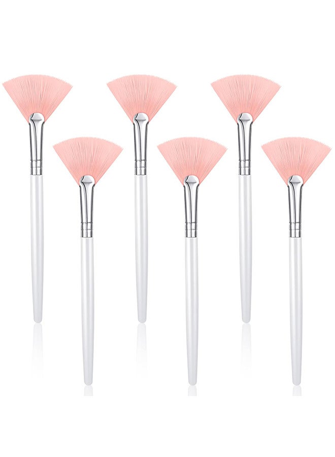 Depend 6 Pcs Facial Brushes Fan Mask Brushes, Soft Mask Applicator Brush Tools Slim Makeup Brushes Cosmetic Tool For Peel Glycolic Mask Makeup And Mud Cream (Pink, 5.91 Inch) - Image 1