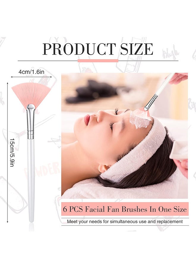 Depend 6 Pcs Facial Brushes Fan Mask Brushes, Soft Mask Applicator Brush Tools Slim Makeup Brushes Cosmetic Tool For Peel Glycolic Mask Makeup And Mud Cream (Pink, 5.91 Inch) - Image 2