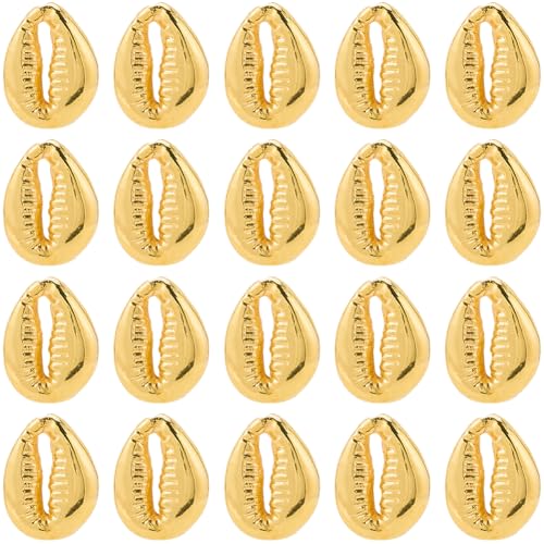 SUNNYCLUE 100Pcs Gold Cowrie Shell Beads Bulk Seashell Gold Small Plastic Summer Hawaii Sea Ocean Beach Spacer Shell Beads for Jewelry Making Beaded Bracelets Necklaces Women Adult - Image 1