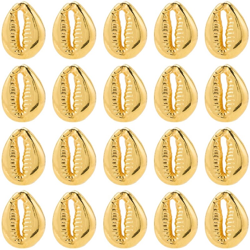 SUNNYCLUE 100Pcs Gold Cowrie Shell Beads Bulk Seashell Gold Small Plastic Summer Hawaii Sea Ocean Beach Spacer Shell Beads for Jewelry Making Beaded Bracelets Necklaces Women Adult - Image 3