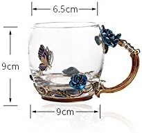 Bestbling Creative Handmade Enamel Home Decration Enamel Flower Crystal Glass Coffee Tea Water Cup 32CL Rose Blue - Image 3