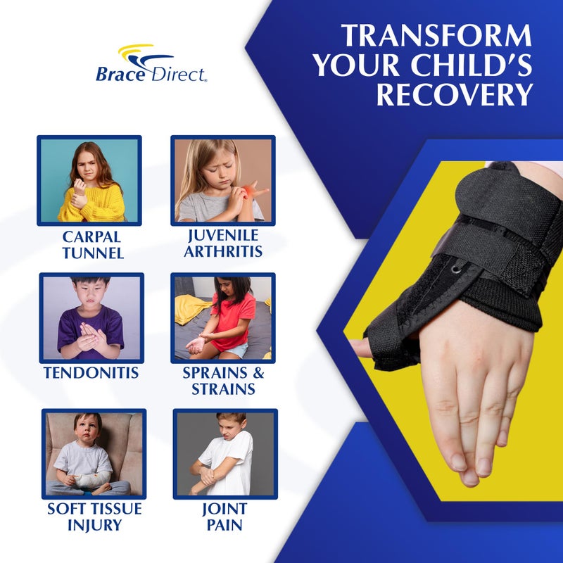 Brace Direct Pediatric Thumb Spica Wrist Splint for Kids - Childrens Thumb Immobilizer for Sprains, Tendonitis, Carpal Tunnel, Juvenile Arthritis (Child: Left Wrist 3-5" Circ) - Image 3
