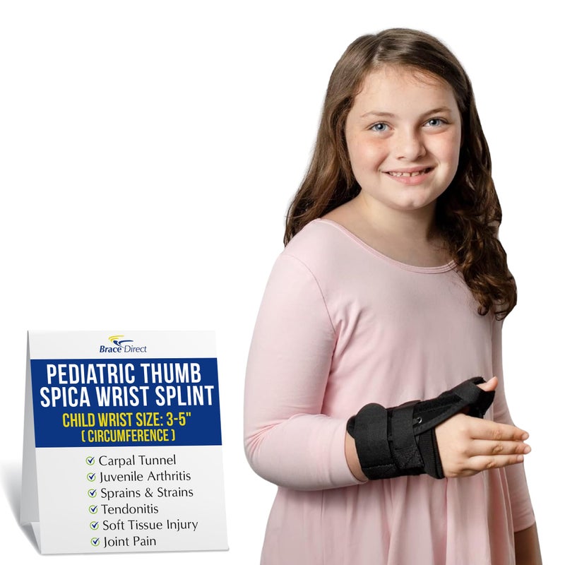 Brace Direct Pediatric Thumb Spica Wrist Splint for Kids - Childrens Thumb Immobilizer for Sprains, Tendonitis, Carpal Tunnel, Juvenile Arthritis (Child: Left Wrist 3-5" Circ) - Image 1