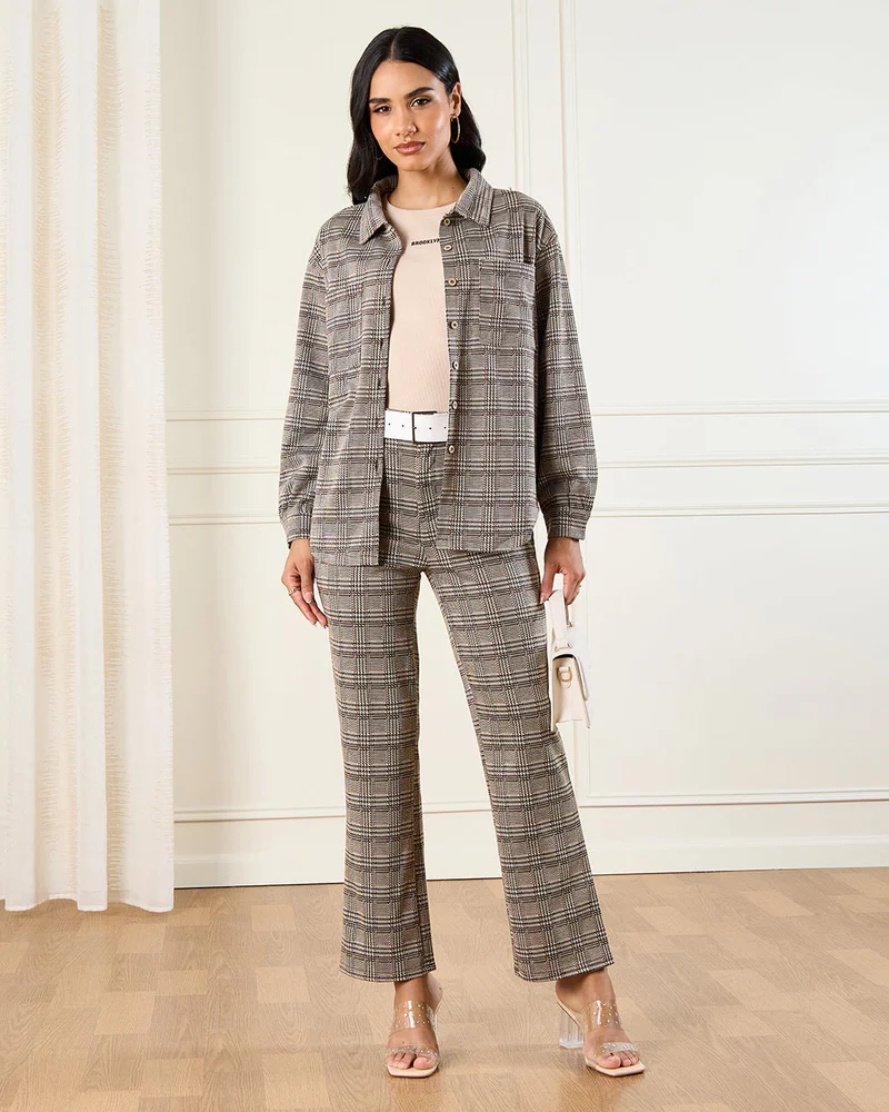 REDTAG Women Multicolor Jacquard Wide Leg Trousers