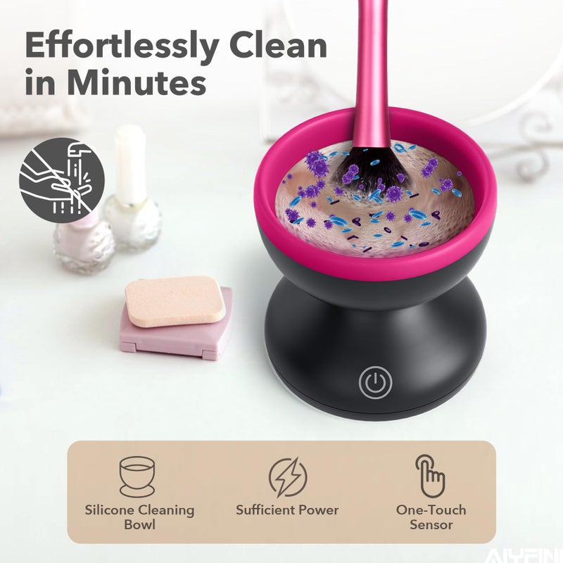 Alyfini Electric Makeup Brush Cleaner Machine - Alyfini Portable Automatic USB Cosmetic Brushes Cleaner Cleanser Tool for All Size Beauty Makeup Brush Set, Liquid Foundation, Contour, Eyeshadow, Blush Brush - Image 3