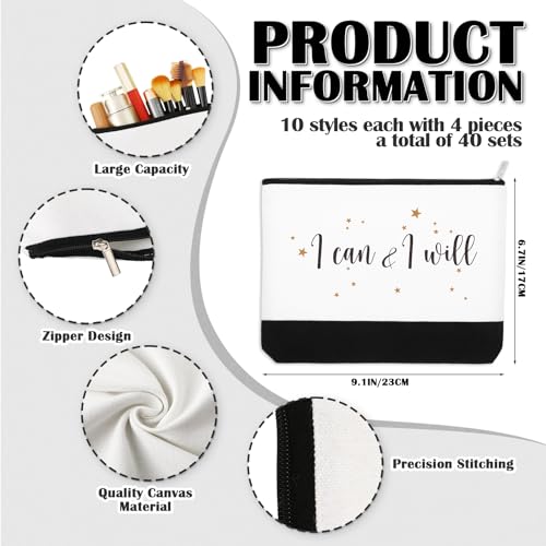Sanwuta 80 Pcs Graduation Gift Motivational Employee Appreciation Gifts with Postive Canvas Makeup Bags and Silicone Keychains for Women Nurses Teacher Students Coworker Office Group - Image 3