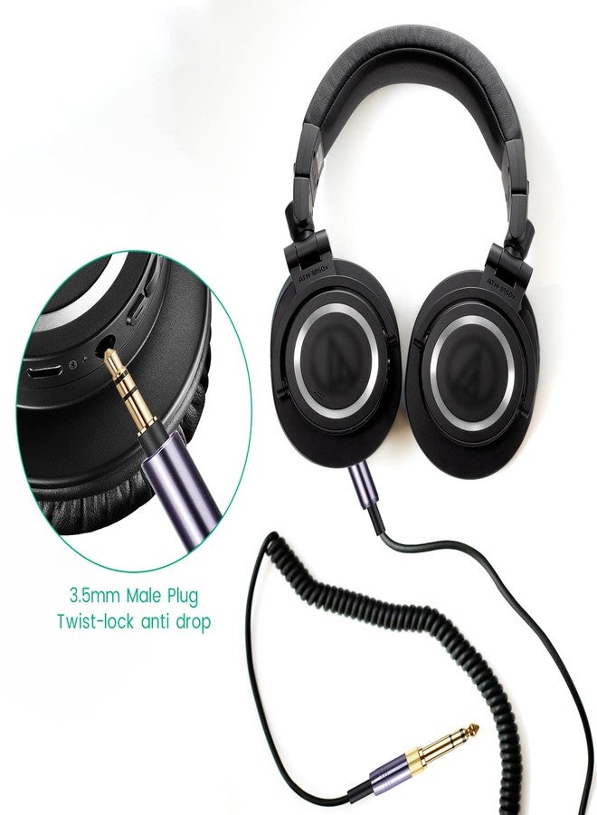 weishan كابل ATH-M50xBT، بديل كابل Aux الملف لسماعات الأذن اللاسلكية Audio Technica ATH-M50xBT2 و ATH-SR50BT، سلك تمديد 3.5 مم (1/8") مع محول 6.35 مم (1/4")، بطول 14 قدم - Image 4